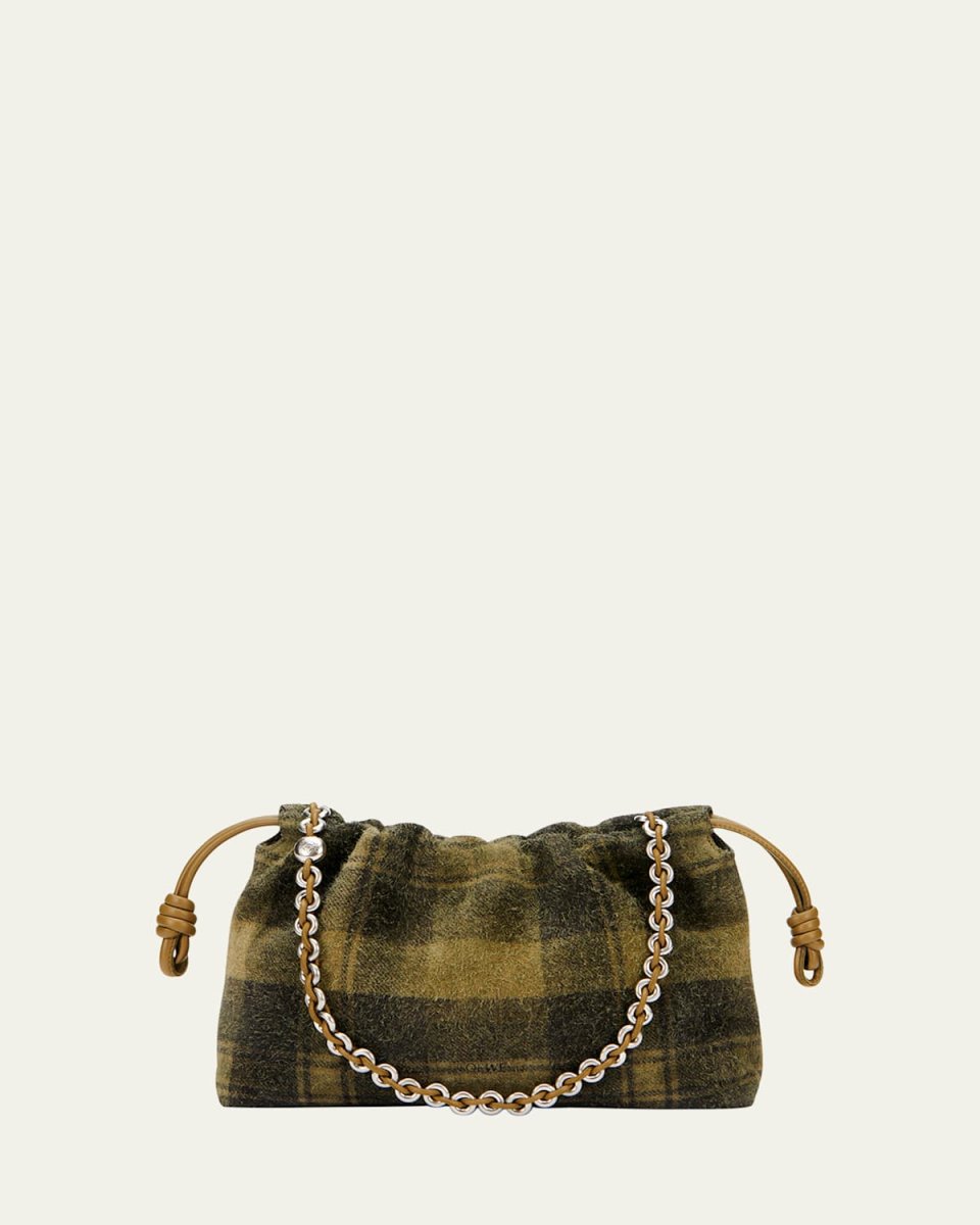 Flamenco Shoulder Bag in Plaid Calfskin Suede